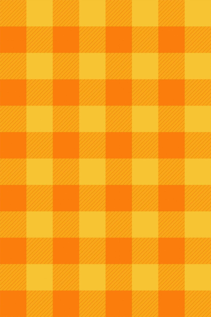 Pattern repeat of Orange and yellow check removable wallpaper design
