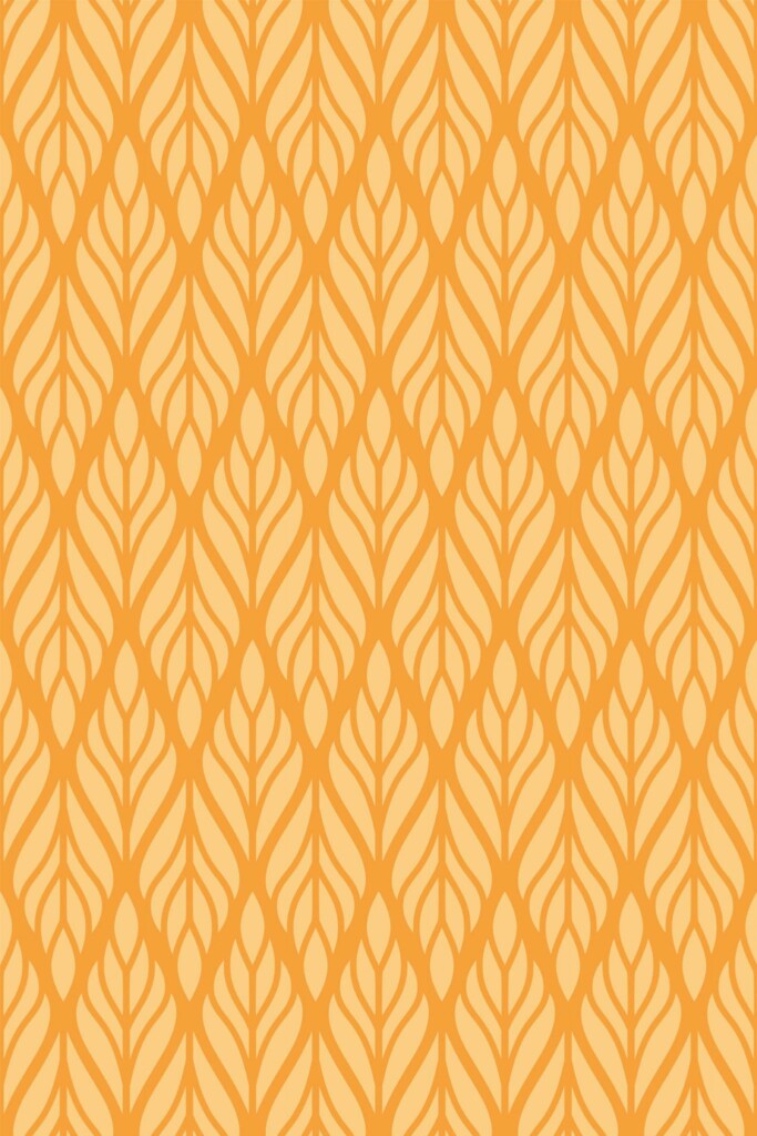 Pattern repeat of Orange Art Deco removable wallpaper design