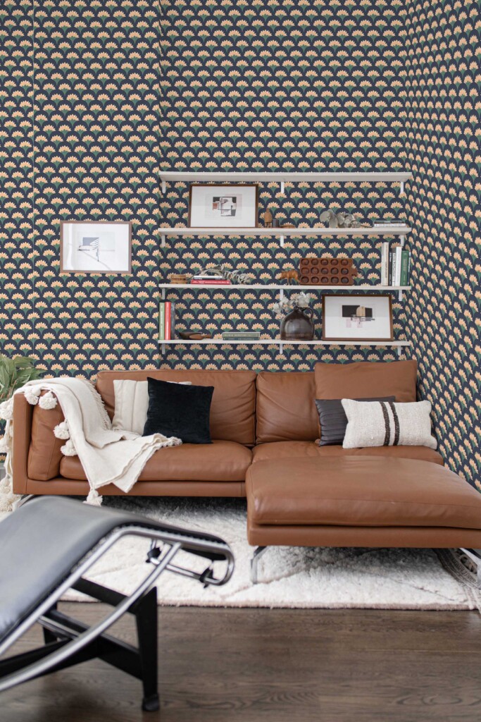 Lotus flower orange self-adhesive wallpaper by Fancy Walls