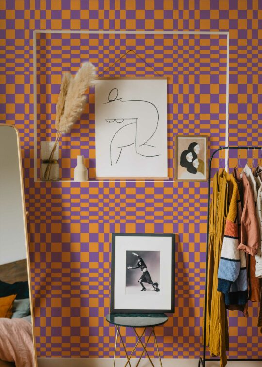 orange stick and peel wallpaper
