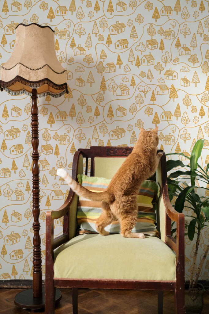 Orange Fun peel and stick wallpaper by Fancy Walls