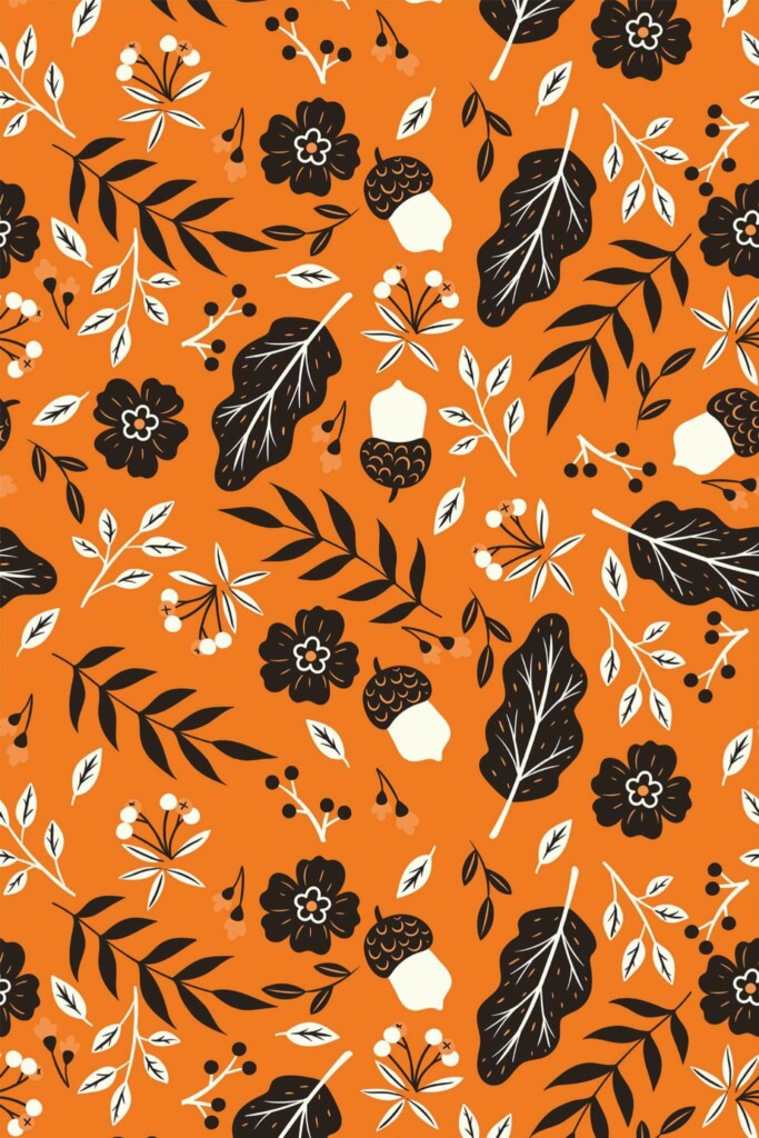 Pattern repeat of Orange fall removable wallpaper design