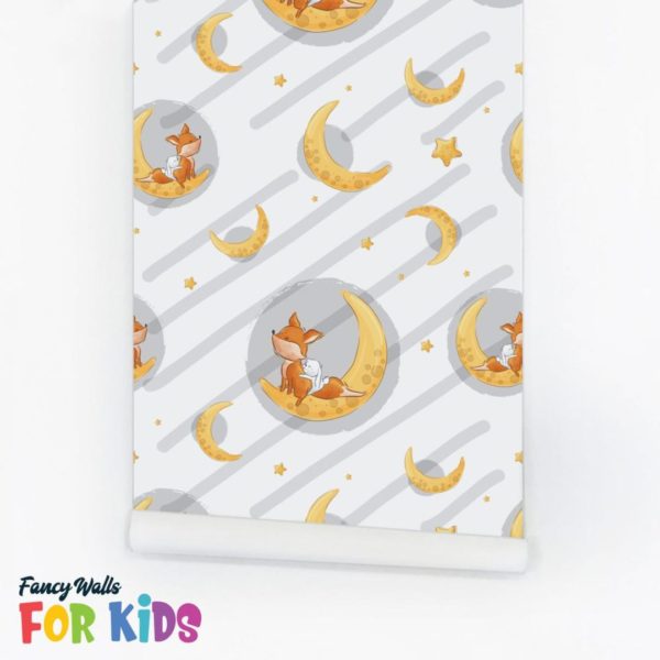 Moon and fox wallpaper peel and stick