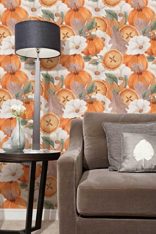 orange gray and white dining room peel and stick removable wallpaper