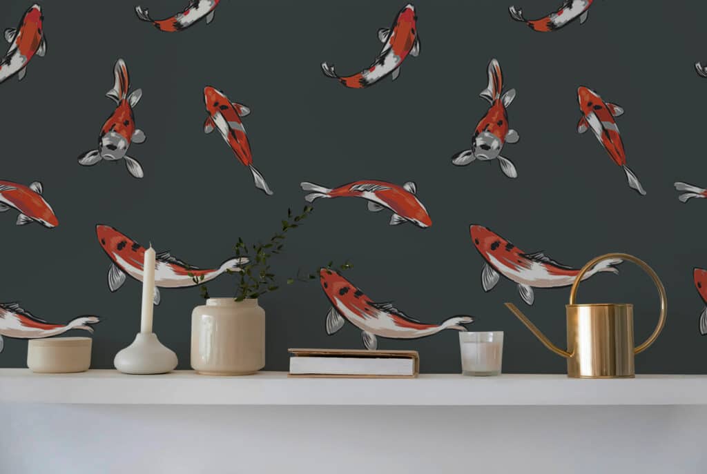 Koi fish Wallpaper - Peel and Stick or Non-Pasted