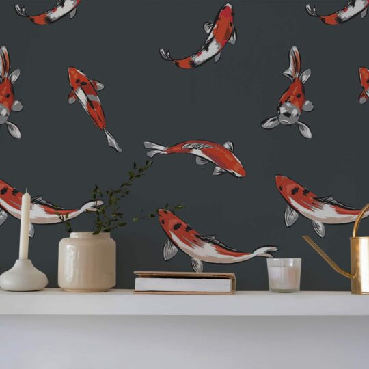 Floral Fish Wallpaper - Peel And Stick Or Traditional