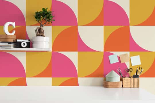 curves orange traditional wallpaper