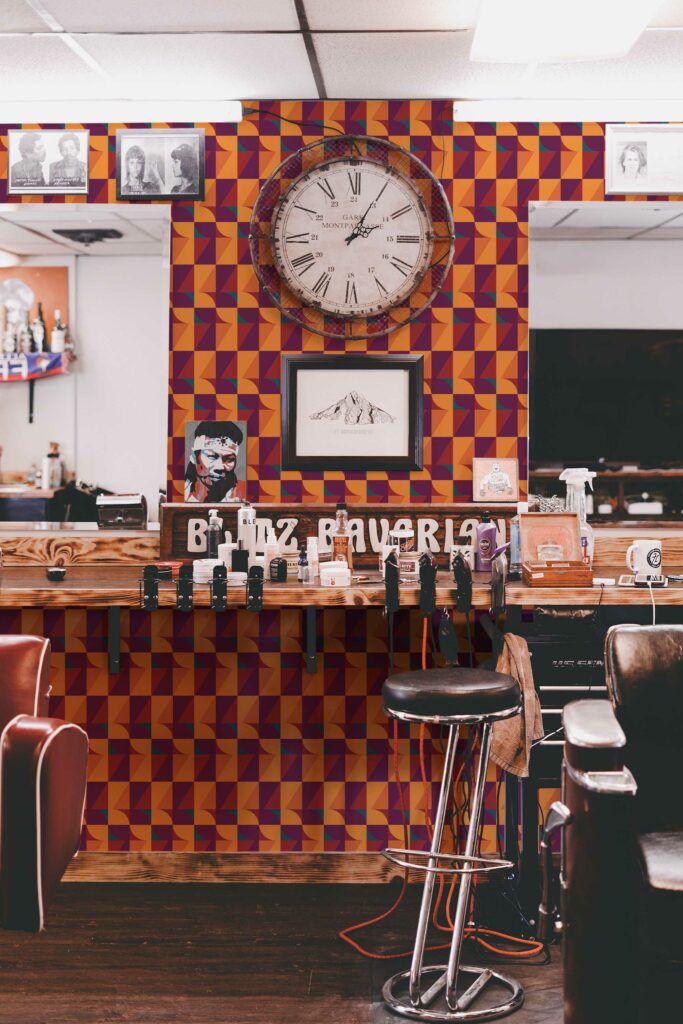 Luminous barber shopShades removable wallpaper from Fancy Walls