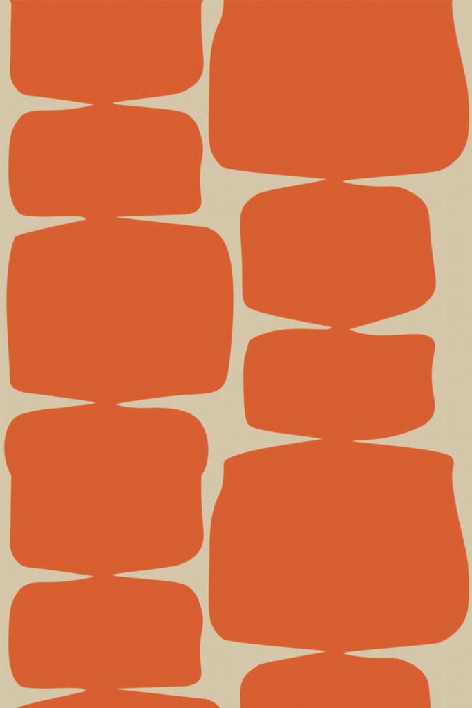 Pattern repeat of Orange retro removable wallpaper design