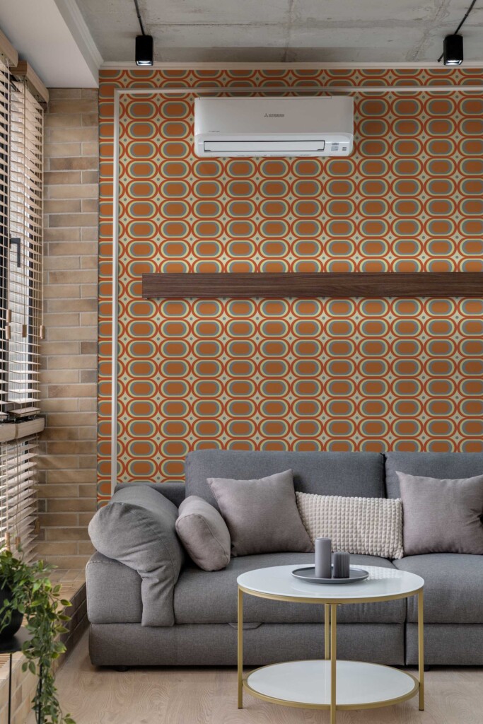 Traditional wallpaper with bold retro pattern by Fancy Walls