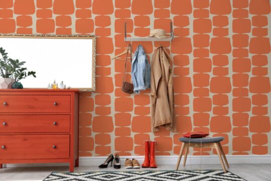Orange retro peel and stick wallpaper