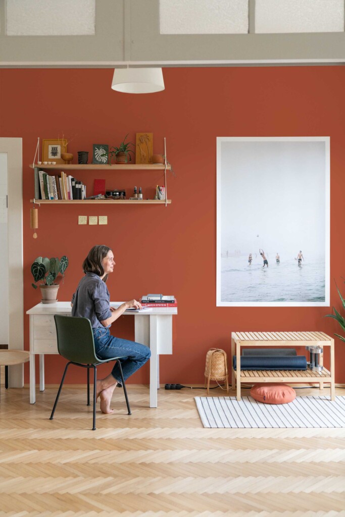 Orange self-adhesive wallpaper by Fancy Walls in minimalist style