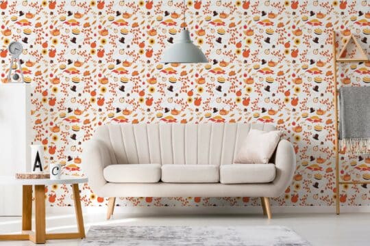 autumn orange traditional wallpaper