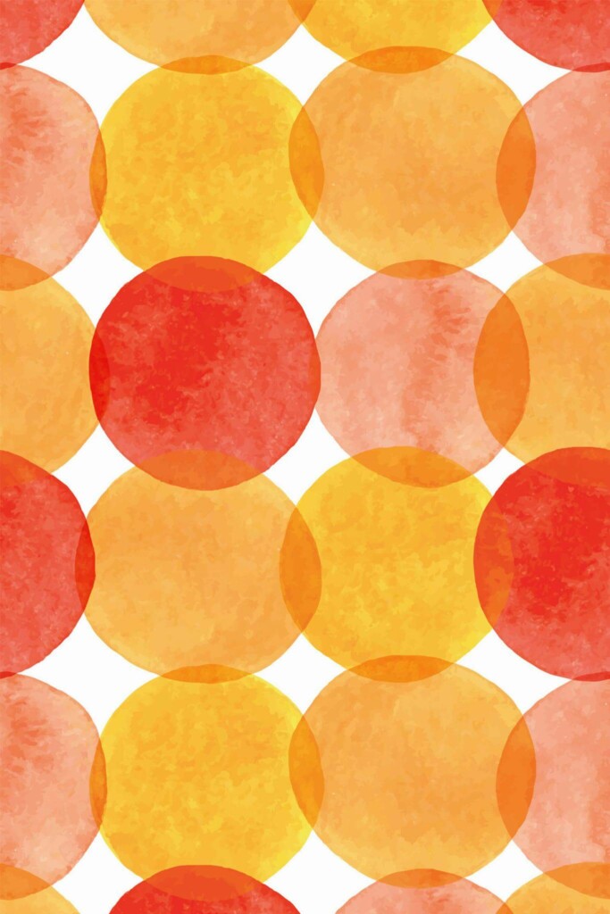 Pattern repeat of Orange watercolor dots removable wallpaper design