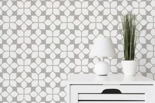 Geometric flower tile peel and stick wallpaper