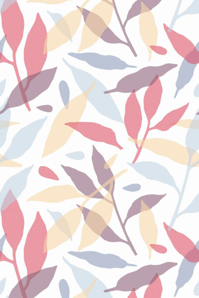 Pattern repeat of Overlapping leaf removable wallpaper design