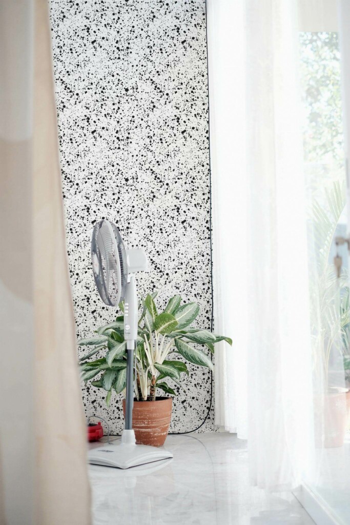 Minimal style living room decorated with Paint splash peel and stick wallpaper