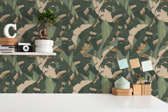 green and cream color stick and peel wallpaper