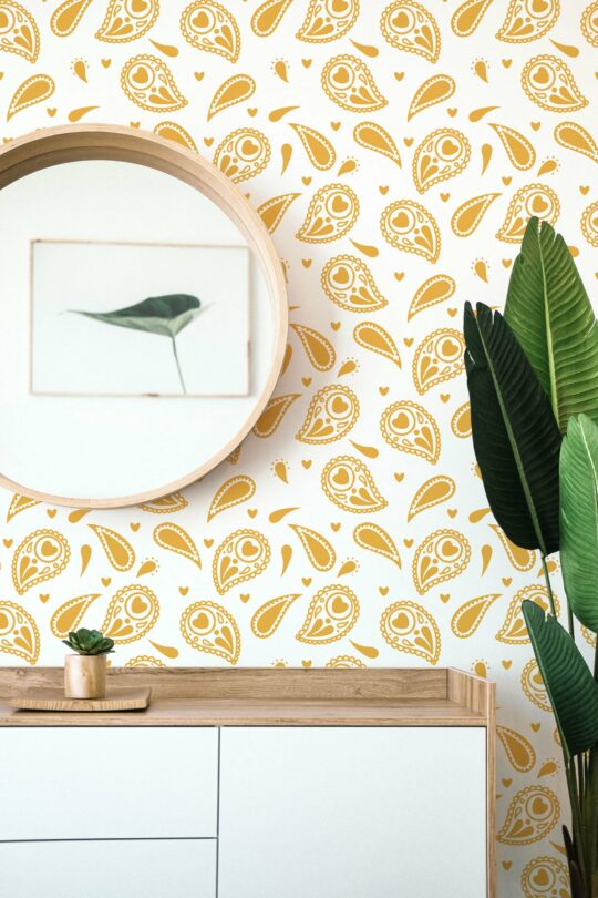 Minimalist paisley peel and stick wallpaper