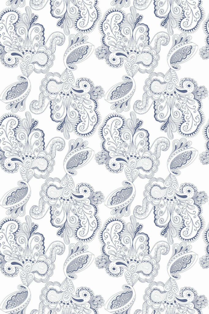 Pattern repeat of Paisley removable wallpaper design