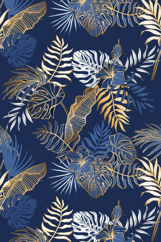 Pattern repeat of Palm leaf removable wallpaper design