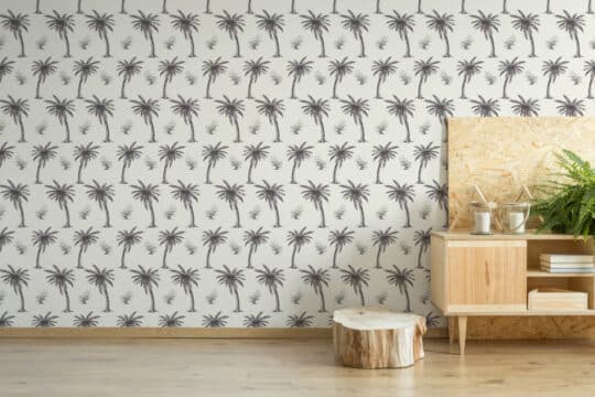 Palm toile pattern peel stick wallpaper