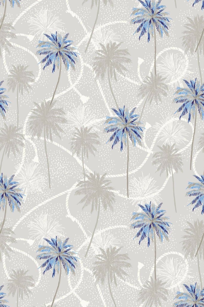 Pattern repeat of Palm trees removable wallpaper design
