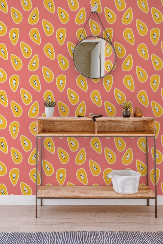 Contemporary style entryway decorated with Papaya peel and stick wallpaper