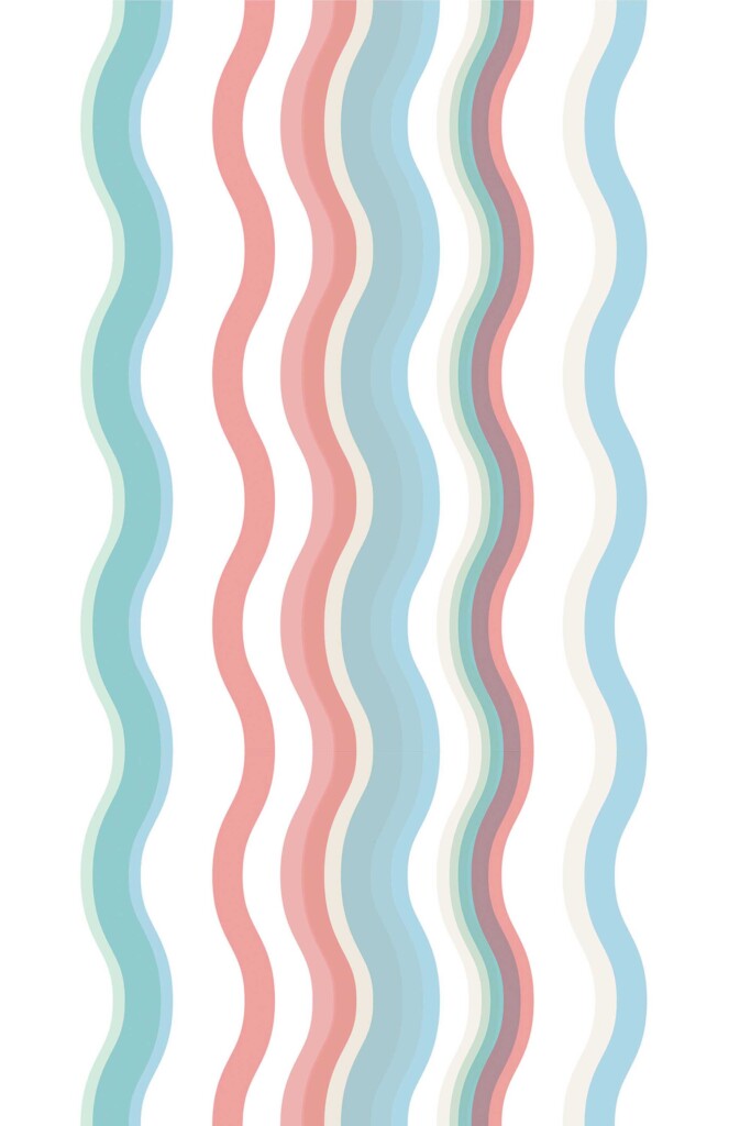 Fancy Walls pastel peel and stick wallpaper with retro wavy lines