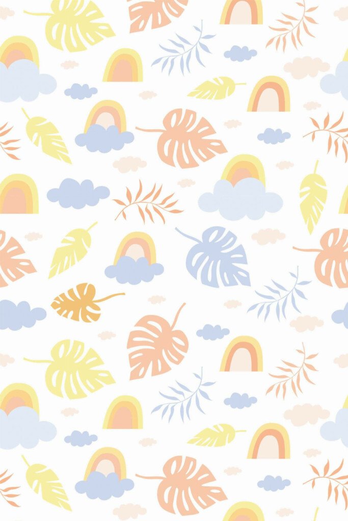 Pattern repeat of Pastel boho nursery removable wallpaper design