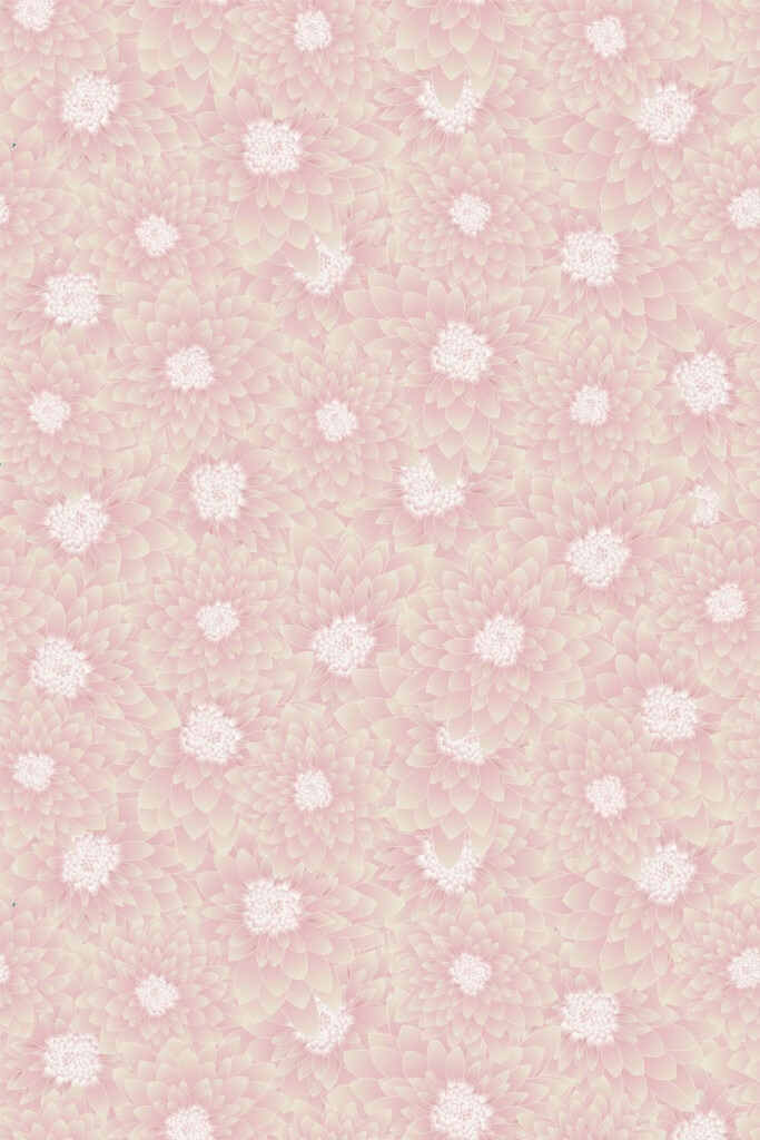 Pattern repeat of Pastel chrysanthemum removable wallpaper design