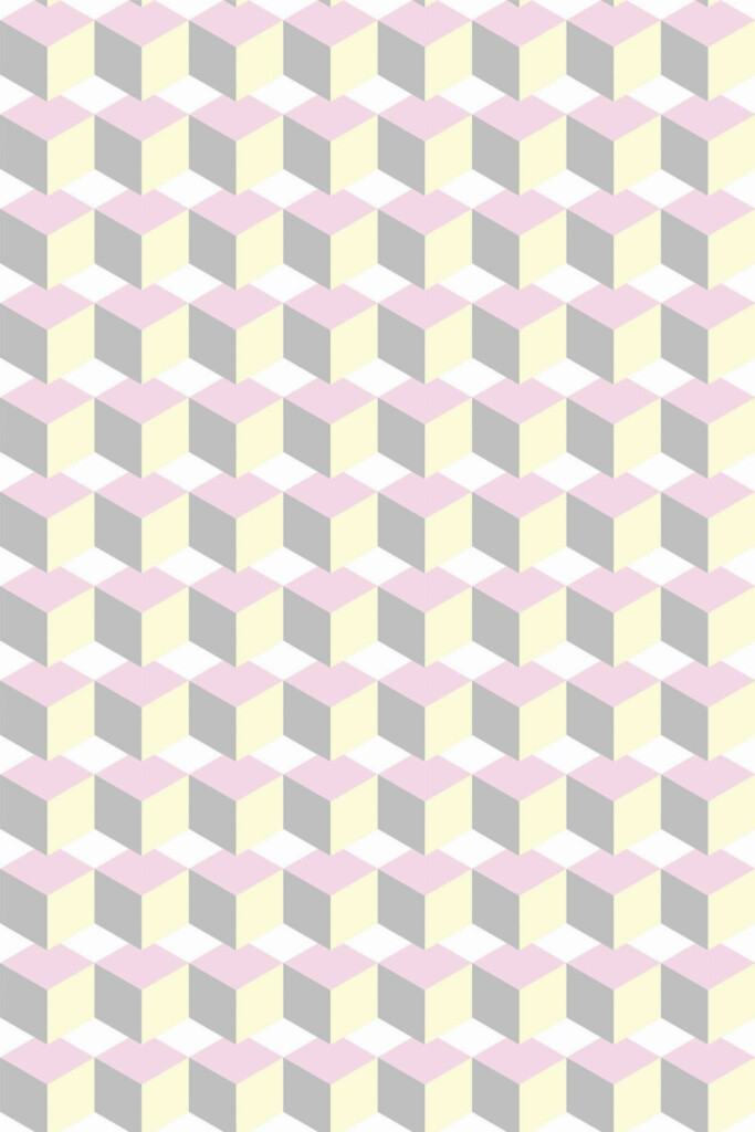 Pattern repeat of Pastel cube removable wallpaper design