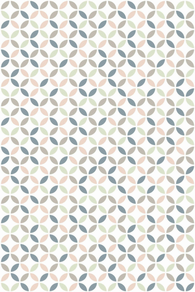Pattern repeat of Pastel geometric circles removable wallpaper design