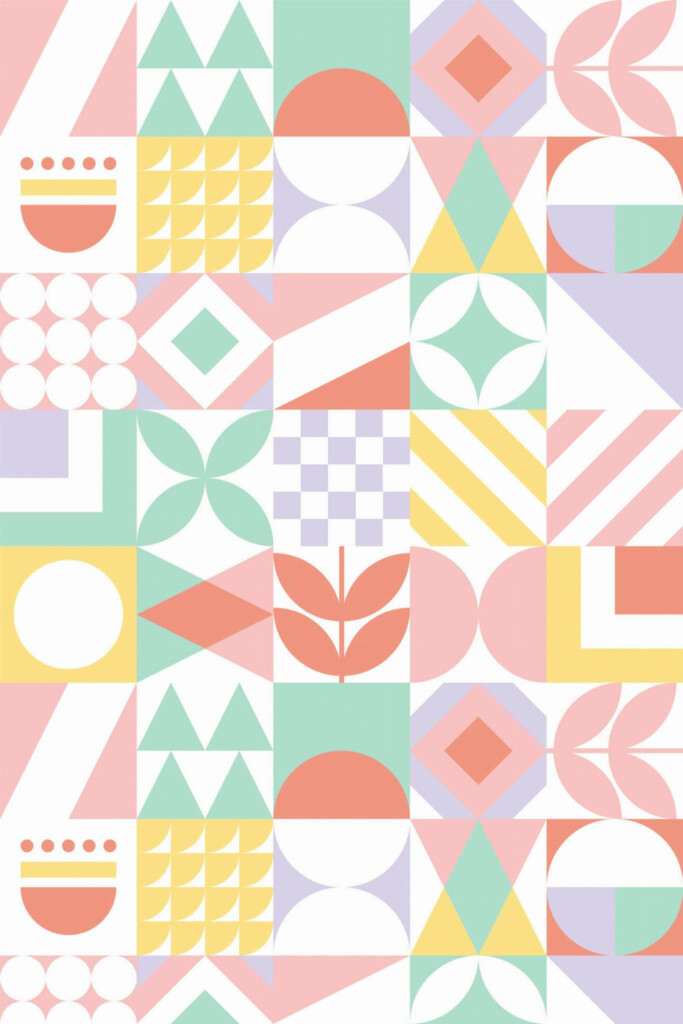 Pattern repeat of Pastel geometric removable wallpaper design