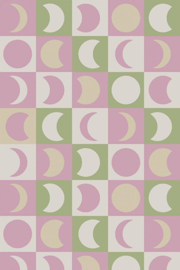 Pattern repeat of Pastel moon phase removable wallpaper design