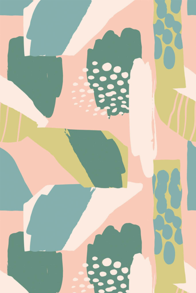 Pattern repeat of Pastel paint brush stroke removable wallpaper design