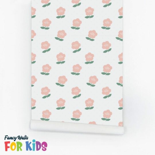 Pink scandinavian floral wallpaper peel and stick