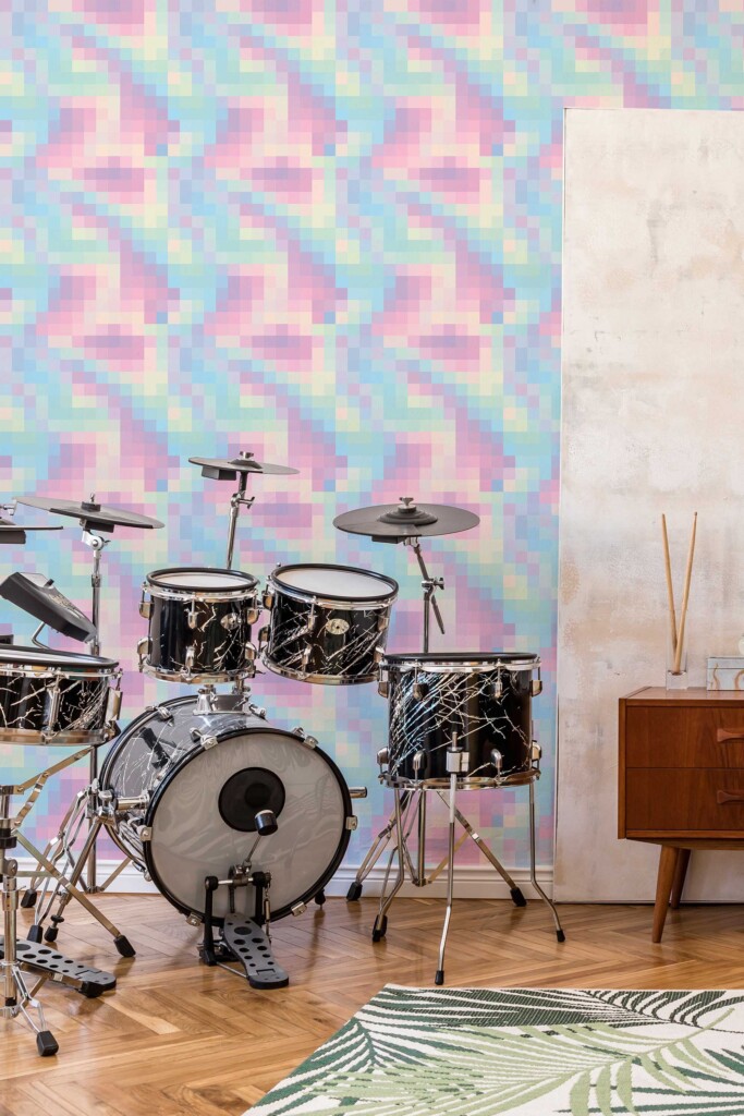 Traditional wallpaper with pastel grid design from Fancy Walls