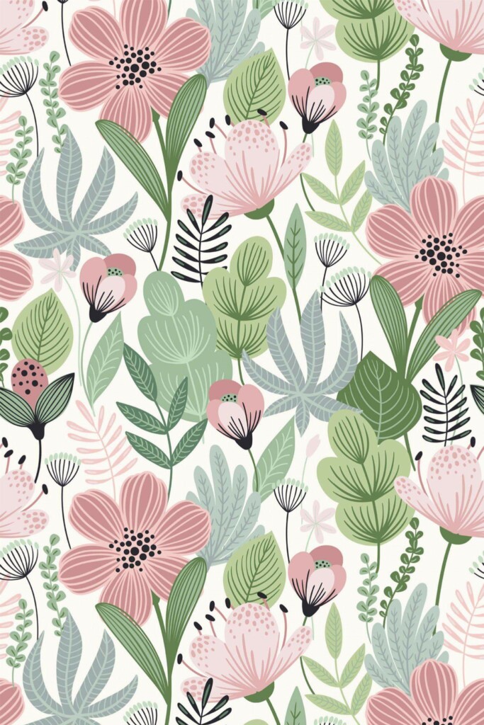 Pattern repeat of Pastel spring removable wallpaper design