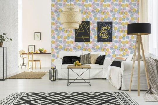 Abstract overlapping dots self adhesive wallpaper