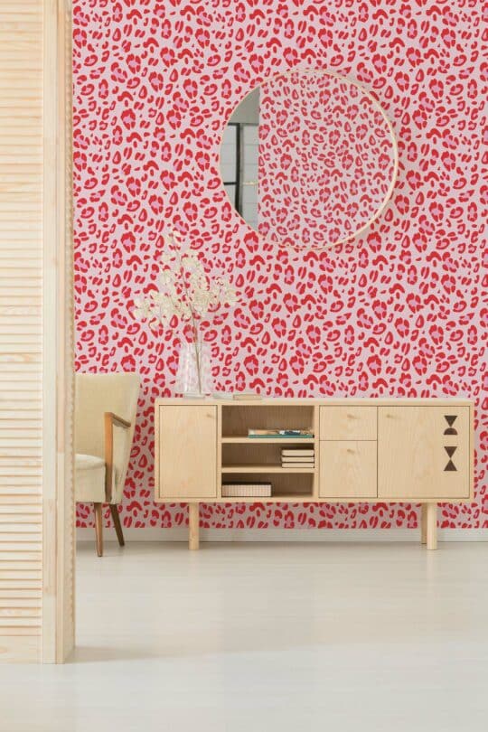 red and pink leopard removable wallpaper