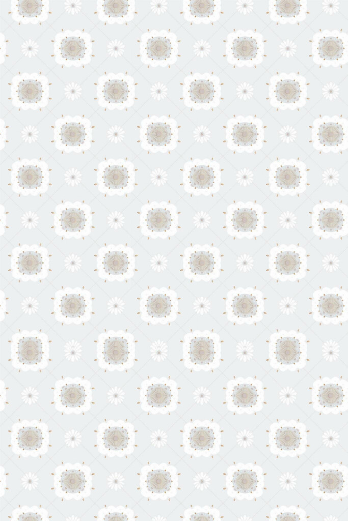 Pattern repeat of Peaceful mandala tile removable wallpaper design