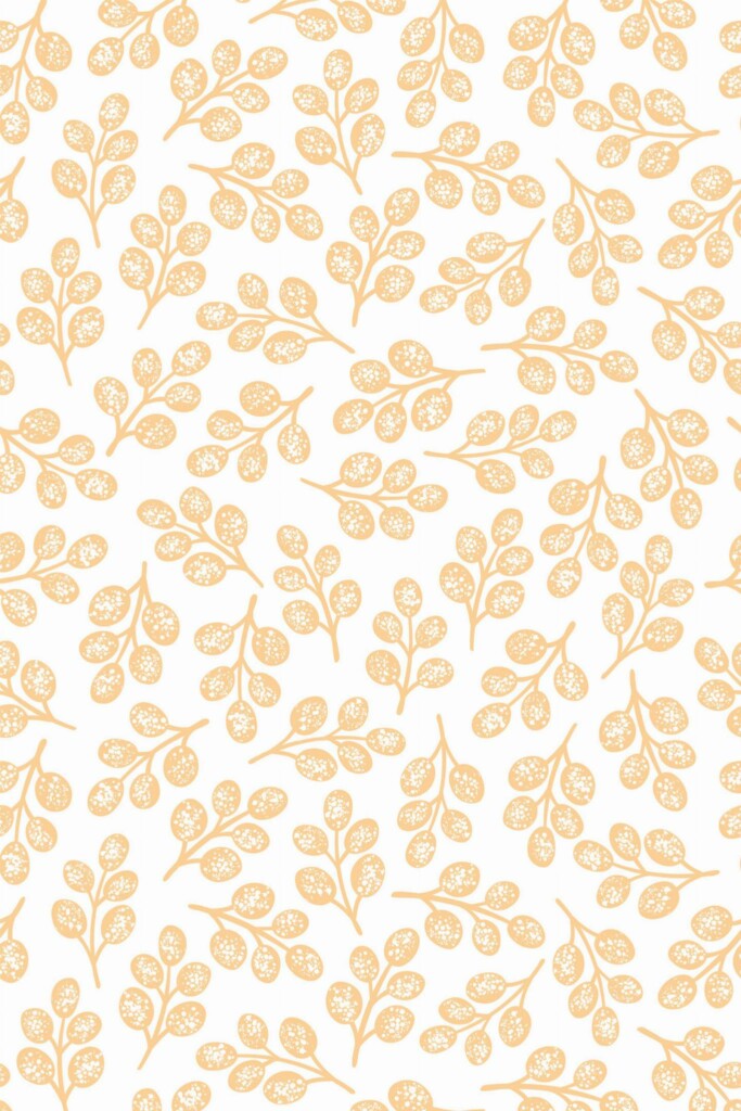 Pattern repeat of Peach color leaf removable wallpaper design