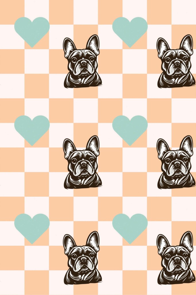 Non-pasted wallpaper featuring playful Frenchie design by Fancy Walls