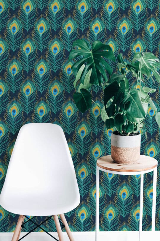 blue and green accent wall peel and stick removable wallpaper