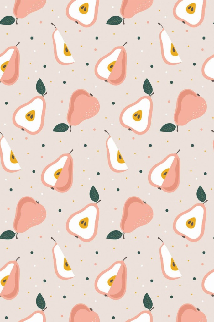 Pattern repeat of Pear removable wallpaper design