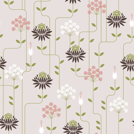 Beige Art deco floral peel and stick wallpaper