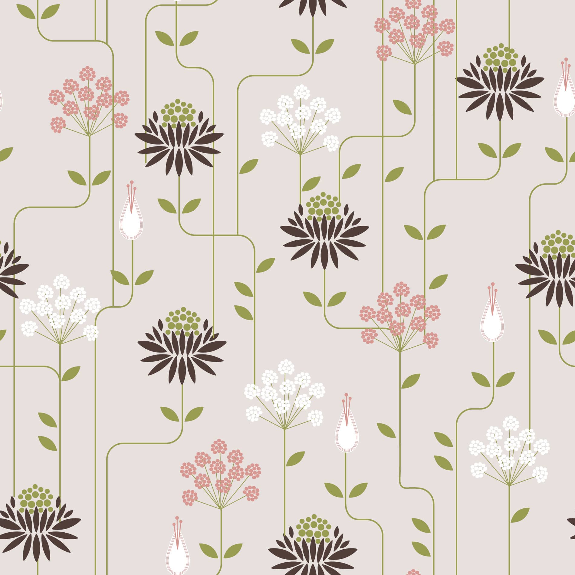 Art deco floral wallpaper