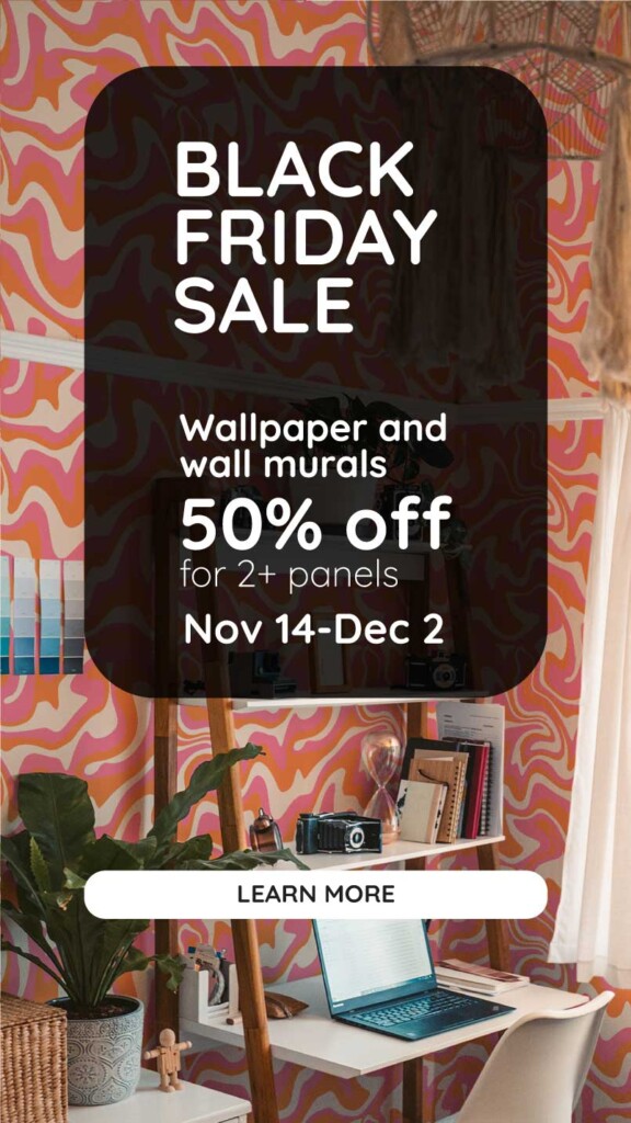 peel and stick wallpaper fancy walls black friday sale banner for mobile - orange groovy wallpaper design