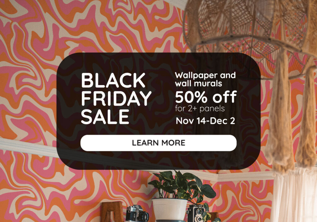 peel and stick wallpaper fancy walls black friday sale banner for desktop - orange groovy wallpaper design